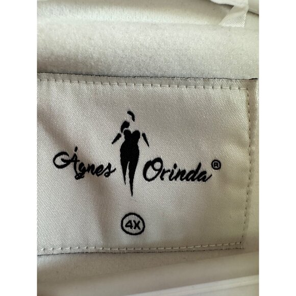 Agnes Orinda Womens Plus Size Coat 4X Polyester White Double-Breasted Long Sleev - Picture 3 of 11